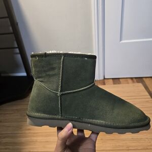 Green Suede Ankle Boots